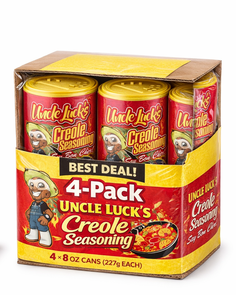 Uncle Luck's Creole Seasoning 8 oz can (Low Sodium) 4 PACK