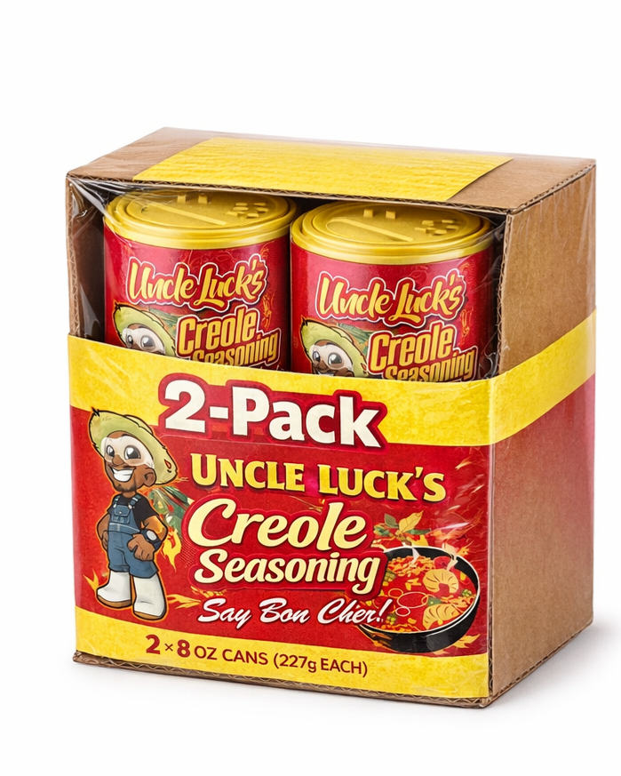 Uncle Luck's Creole Seasoning 8 oz can (Low Sodium) 2 PACK