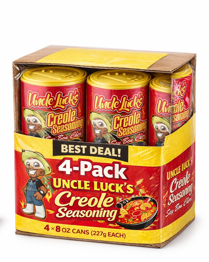 Uncle Luck's Creole Seasoning 8 oz can (Low Sodium) 4 PACK